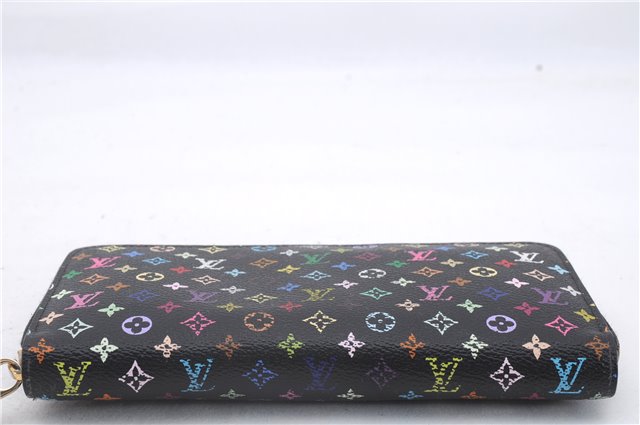 Auth Louis Vuitton Monogram Multicolor Zippy Wallet Purse Black M60243 Box 3217D