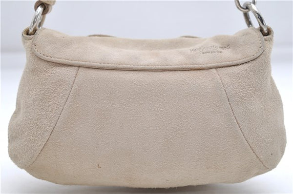 Authentic YVES SAINT LAURENT Rive Gauche Nadja Suede Hand Bag 113719 Ivory 3222D