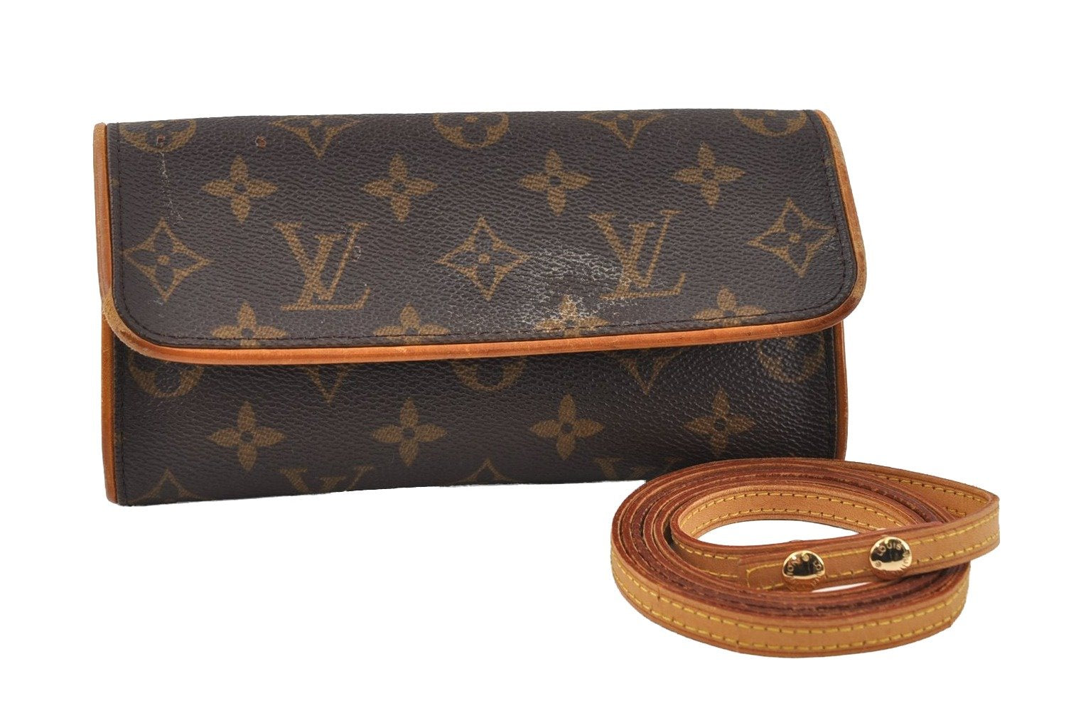 Authentic Louis Vuitton Monogram Pochette Twin PM Shoulder Bag M51854 LV 3222I
