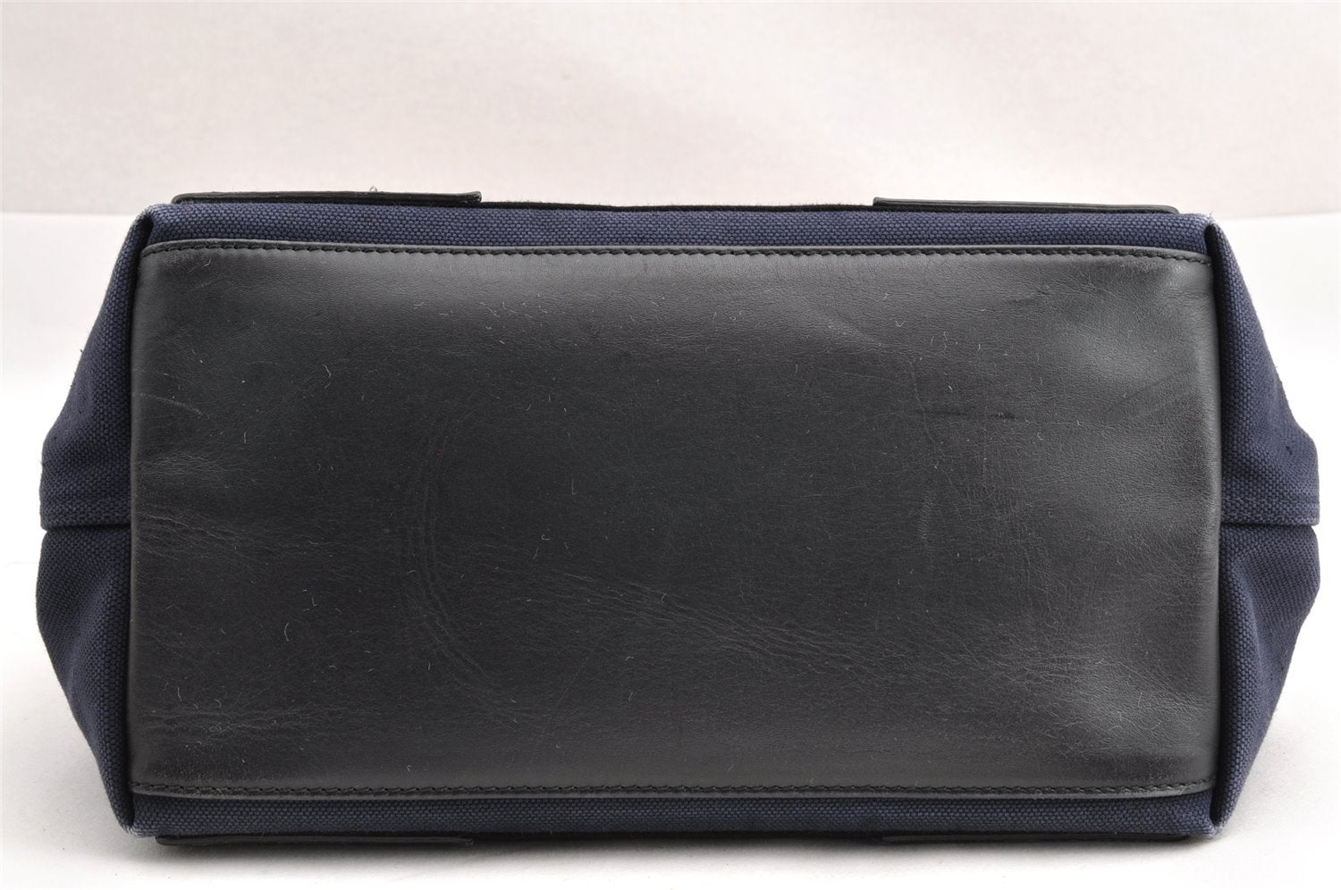 Authentic BALENCIAGA Navy Caba S Hand Bag Canvas Leather 339933 Navy Blue 3224I
