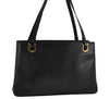 Authentic Salvatore Ferragamo Gancini Vintage Leather Shoulder Bag Black 3225I