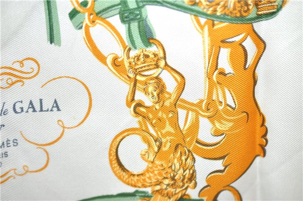 Auth HERMES Petit Carre 40 Scarf Handkerchief "BRIDES de GALA" Silk Green 3226D