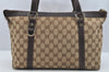 Authentic GUCCI Abbey Shoulder Tote Bag GG Canvas Leather 141470 Brown 3226I