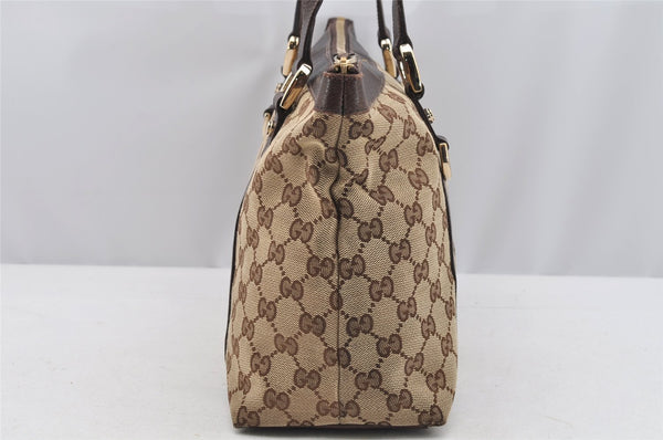 Authentic GUCCI Abbey Shoulder Tote Bag GG Canvas Leather 141470 Brown 3226I