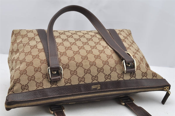 Authentic GUCCI Abbey Shoulder Tote Bag GG Canvas Leather 141470 Brown 3226I