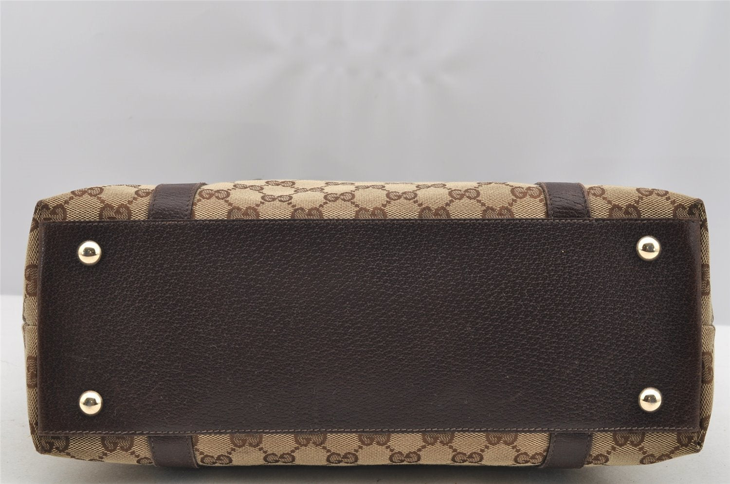 Authentic GUCCI Abbey Shoulder Tote Bag GG Canvas Leather 141470 Brown 3226I