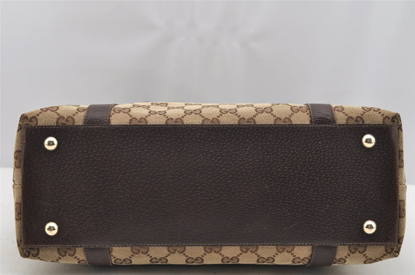 Authentic GUCCI Abbey Shoulder Tote Bag GG Canvas Leather 141470 Brown 3226I