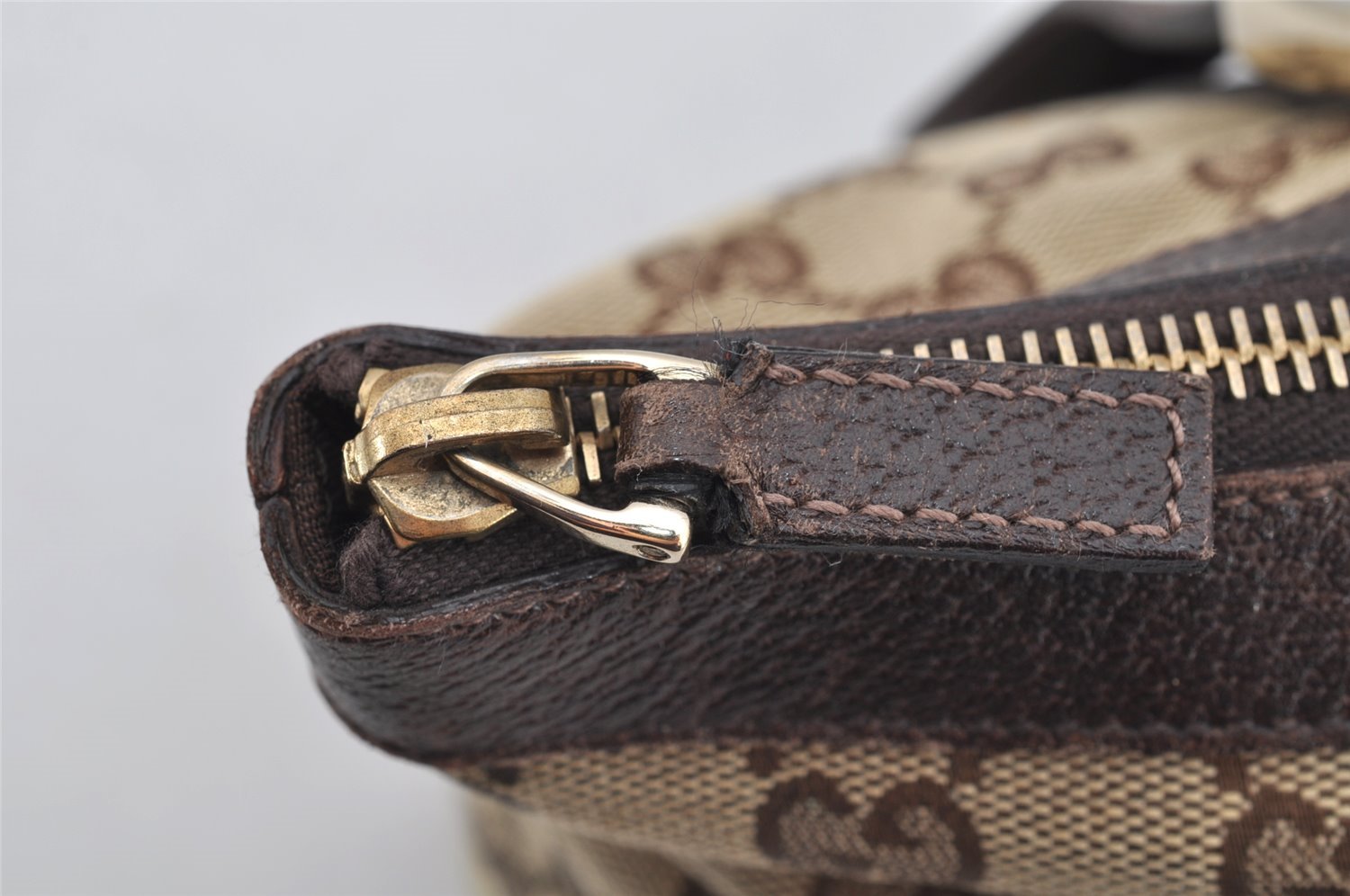 Authentic GUCCI Abbey Shoulder Tote Bag GG Canvas Leather 141470 Brown 3226I