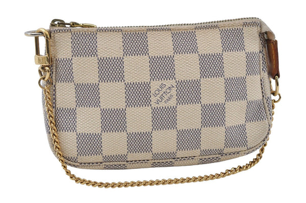 Authentic Louis Vuitton Damier Azur Mini Pochette Accessoires N58010 Pouch 3227I
