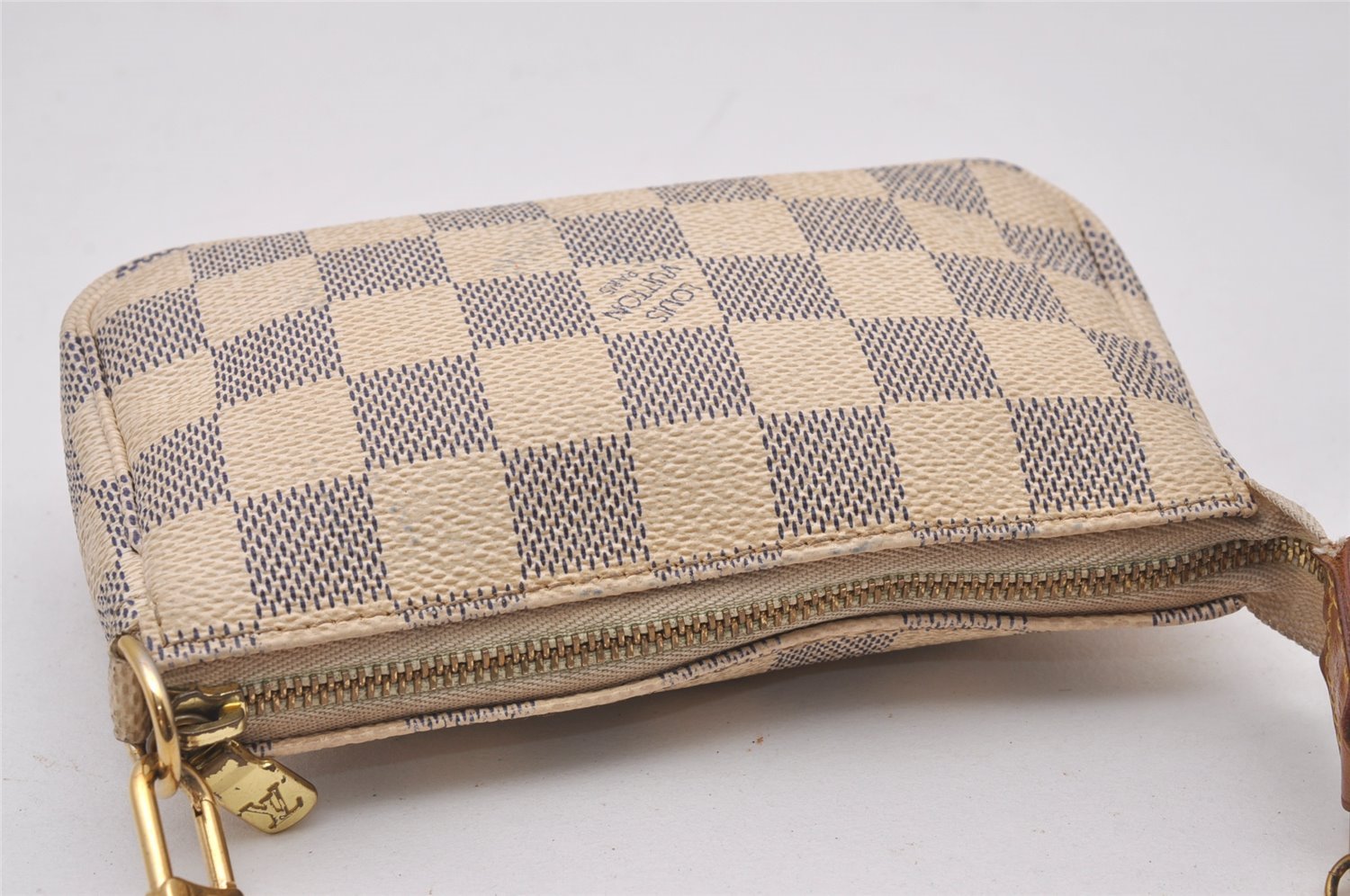 Authentic Louis Vuitton Damier Azur Mini Pochette Accessoires N58010 Pouch 3227I