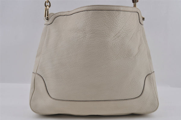 Authentic GUCCI Bamboo 2Way Shoulder Cross Body Bag Leather 282315 White 3228I