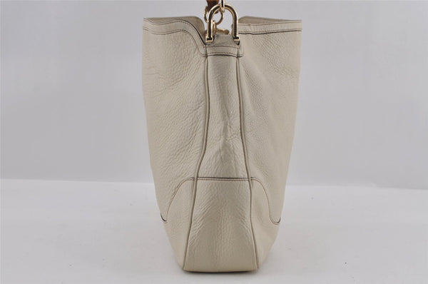 Authentic GUCCI Bamboo 2Way Shoulder Cross Body Bag Leather 282315 White 3228I