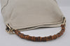 Authentic GUCCI Bamboo 2Way Shoulder Cross Body Bag Leather 282315 White 3228I