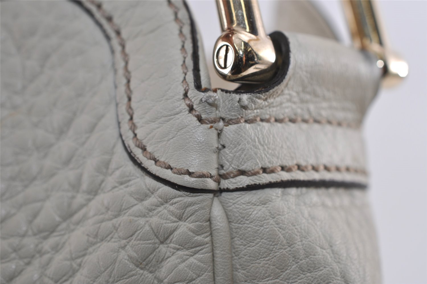 Authentic GUCCI Bamboo 2Way Shoulder Cross Body Bag Leather 282315 White 3228I