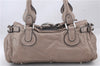 Authentic Chloe Paddington Leather Shoulder Hand Bag Beige 3229D