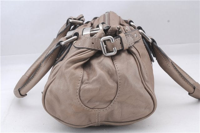 Authentic Chloe Paddington Leather Shoulder Hand Bag Beige 3229D