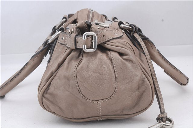 Authentic Chloe Paddington Leather Shoulder Hand Bag Beige 3229D