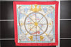 Authentic HERMES Carre 90 Scarf "vive le vent" Silk Red Paper Bag 3232E