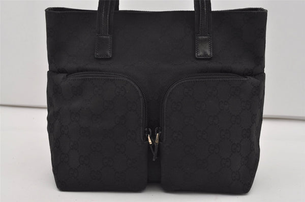 Authentic GUCCI Vintage Tote Hand Bag GG Canvas Leather 0021080 Black 3232I