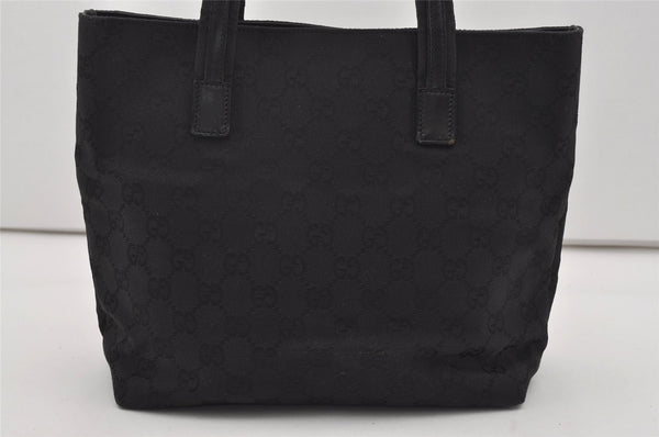 Authentic GUCCI Vintage Tote Hand Bag GG Canvas Leather 0021080 Black 3232I