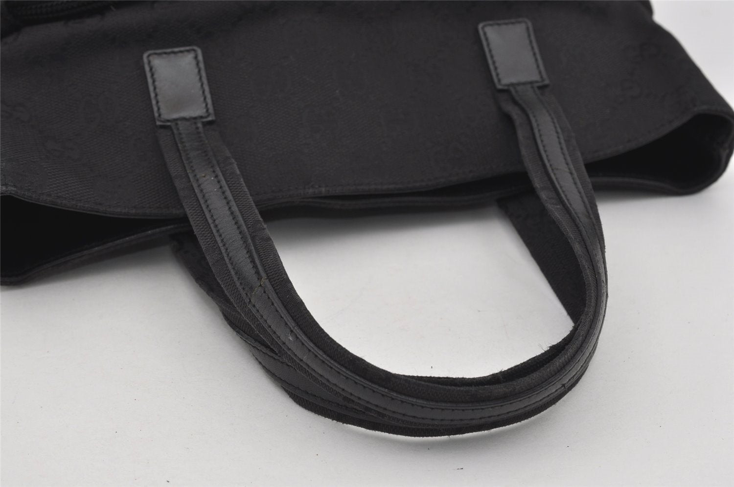 Authentic GUCCI Vintage Tote Hand Bag GG Canvas Leather 0021080 Black 3232I