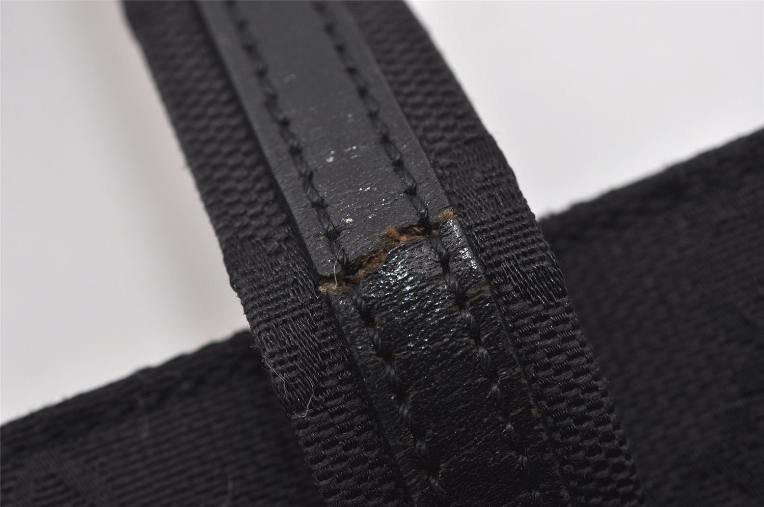 Authentic GUCCI Vintage Tote Hand Bag GG Canvas Leather 0021080 Black 3232I