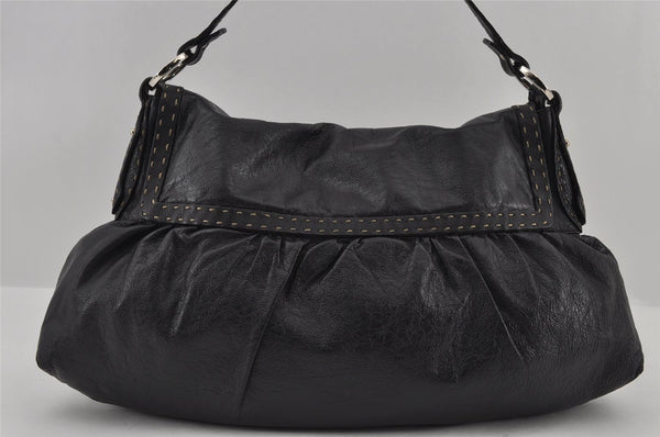 Authentic FENDI Selleria Vintage Shoulder Hand Bag Leather Black 3234I