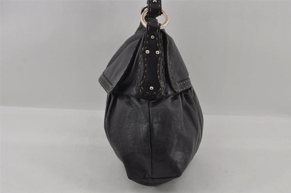 Authentic FENDI Selleria Vintage Shoulder Hand Bag Leather Black 3234I