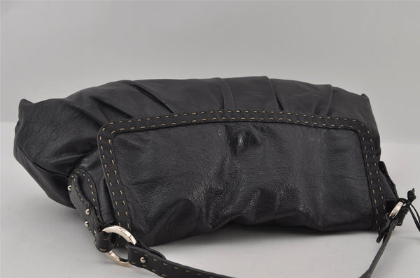 Authentic FENDI Selleria Vintage Shoulder Hand Bag Leather Black 3234I