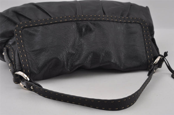 Authentic FENDI Selleria Vintage Shoulder Hand Bag Leather Black 3234I
