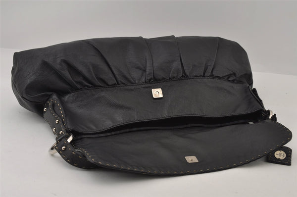 Authentic FENDI Selleria Vintage Shoulder Hand Bag Leather Black 3234I