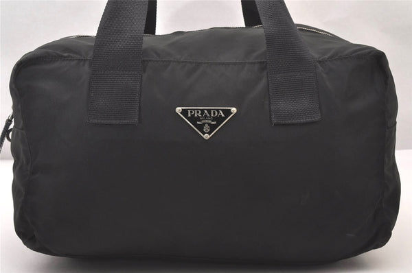 Authentic PRADA Nylon Tessuto Leather Shoulder Hand Boston Bag Black 3235I