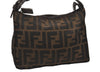 Authentic FENDI Vintage Zucca Hand Bag Purse Canvas Leather Brown Junk 3237I