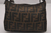 Authentic FENDI Vintage Zucca Hand Bag Purse Canvas Leather Brown Junk 3237I