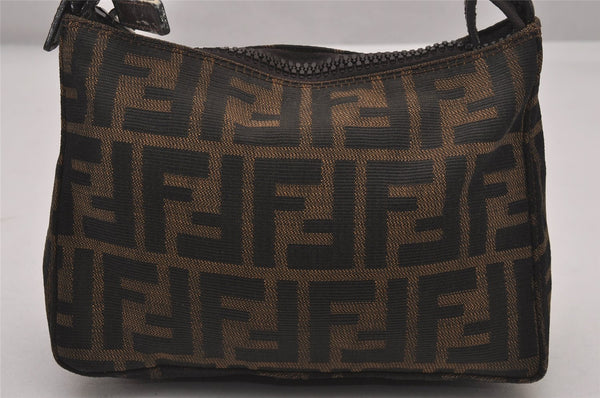 Authentic FENDI Vintage Zucca Hand Bag Purse Canvas Leather Brown Junk 3237I