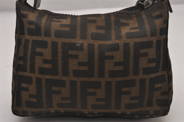 Authentic FENDI Vintage Zucca Hand Bag Purse Canvas Leather Brown Junk 3237I