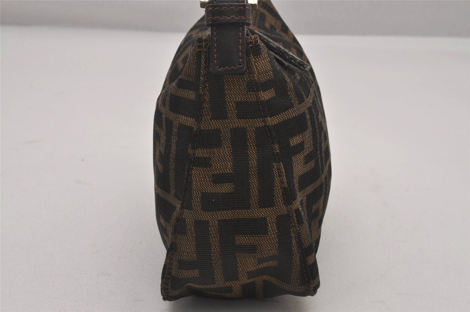 Authentic FENDI Vintage Zucca Hand Bag Purse Canvas Leather Brown Junk 3237I