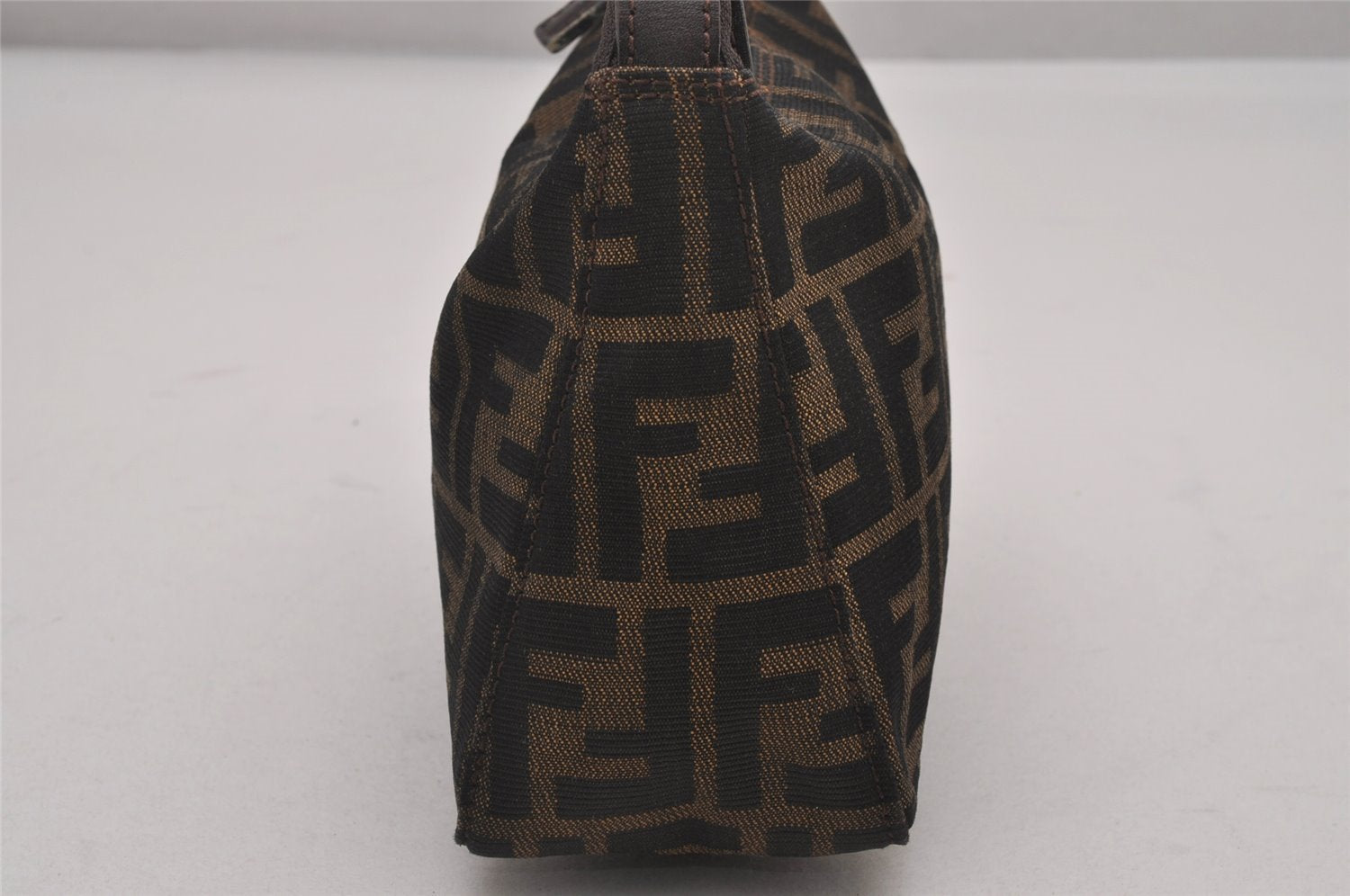 Authentic FENDI Vintage Zucca Hand Bag Purse Canvas Leather Brown Junk 3237I