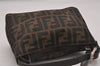 Authentic FENDI Vintage Zucca Hand Bag Purse Canvas Leather Brown Junk 3237I