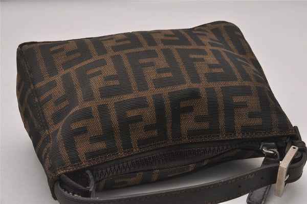 Authentic FENDI Vintage Zucca Hand Bag Purse Canvas Leather Brown Junk 3237I
