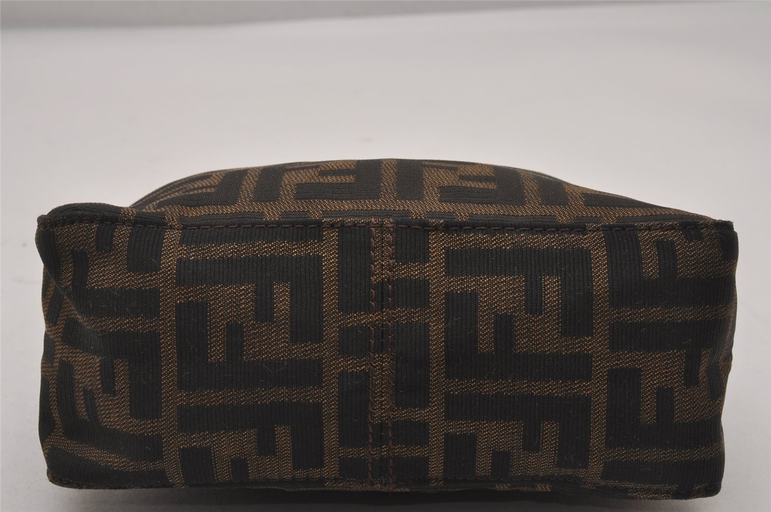 Authentic FENDI Vintage Zucca Hand Bag Purse Canvas Leather Brown Junk 3237I