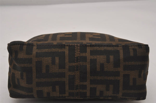 Authentic FENDI Vintage Zucca Hand Bag Purse Canvas Leather Brown Junk 3237I