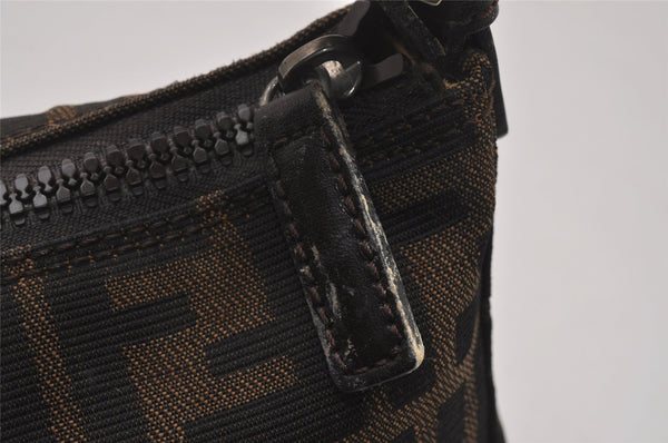 Authentic FENDI Vintage Zucca Hand Bag Purse Canvas Leather Brown Junk 3237I