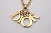 Authentic Christian Dior Gold Tone Chain Pendant Necklace CD 3238I