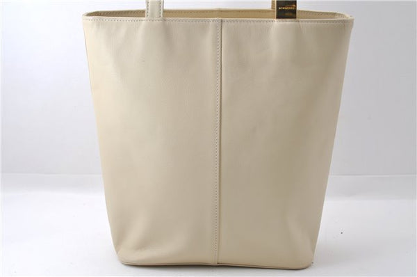 Authentic BURBERRY Vintage Leather Shoulder Tote Bag White 3239D