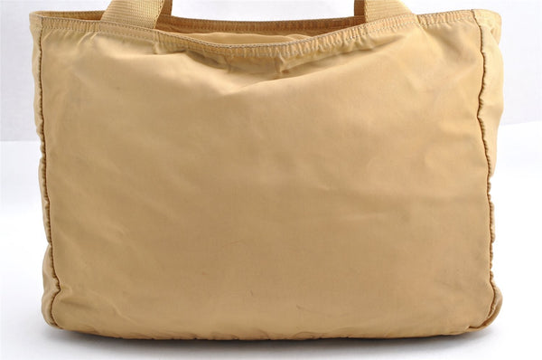 Authentic PRADA VELA Nylon Tessuto Leather Tote Hand Bag B6672 Beige 3240I