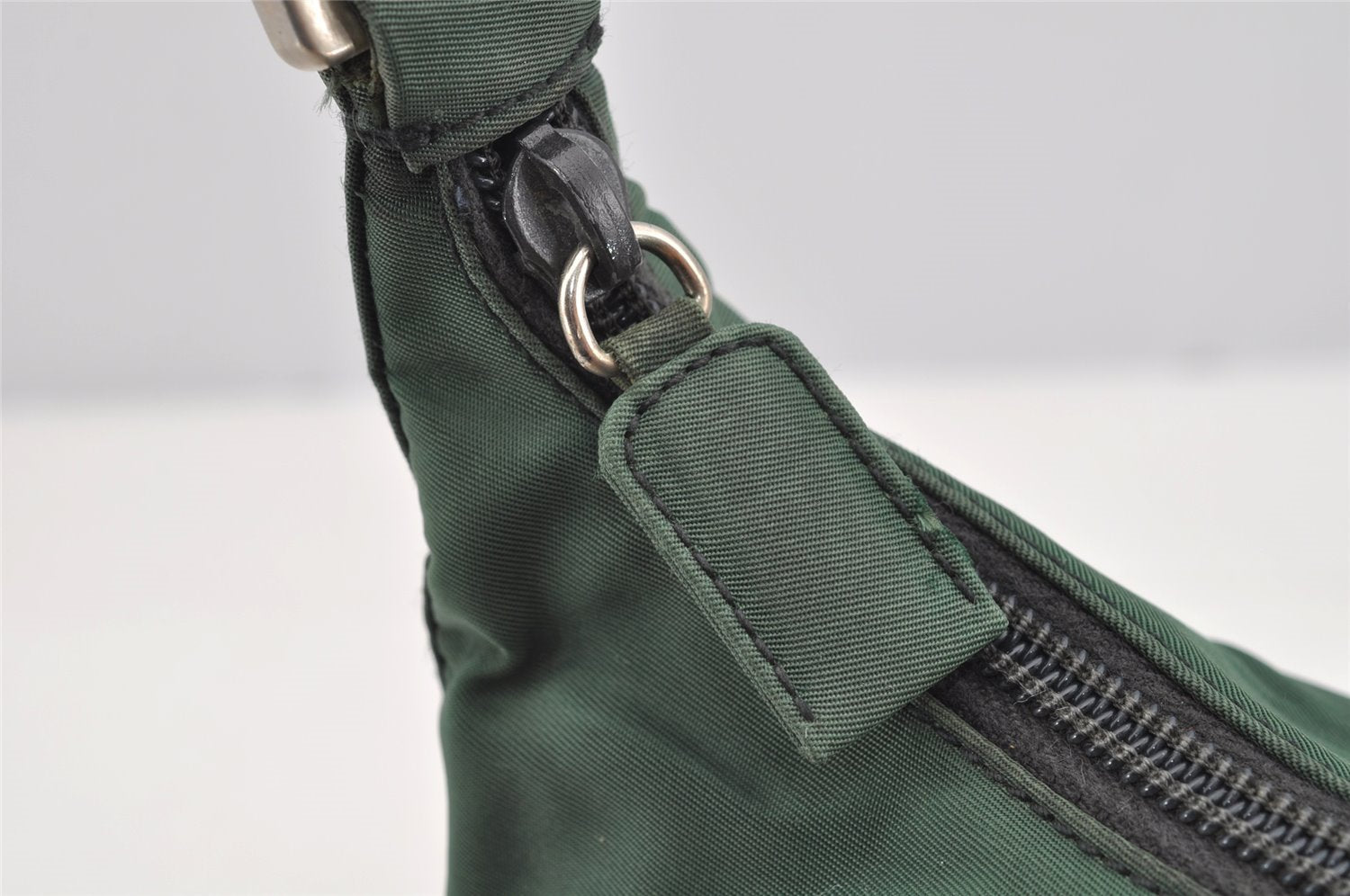 Authentic PRADA Nylon Tessuto Plastic Shoulder Hand Bag Purse Green 3242I