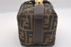 Authentic FENDI Zucca Hand Bag Pouch Purse Canvas Leather Brown Black Junk 3243I