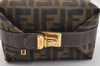 Authentic FENDI Zucca Hand Bag Pouch Purse Canvas Leather Brown Black Junk 3243I