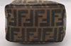 Authentic FENDI Zucca Hand Bag Pouch Purse Canvas Leather Brown Black Junk 3243I